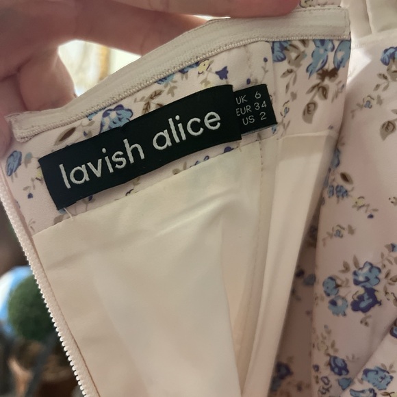 Lavish Alice Bardot Floral Cowl Neck Off the Shoulder Cocktail Dress - Picture 4 of 6